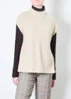 ELAINE KIM CASHMERE VEST WITH SIDE ZIP SWEATER IN MUSHROOM