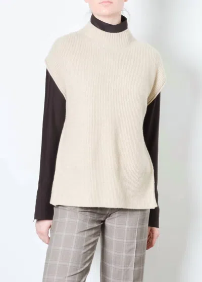 Elaine Kim Cashmere Vest With Side Zip Sweater In Mushroom In Beige