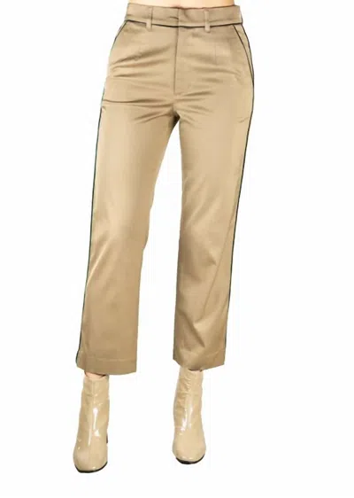Elaine Kim High Power Cupro Cropped Trouser In Khaki In Brown