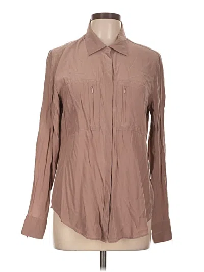 Pre-owned Elaine Kim Long Sleeve Blouse In Brown