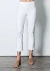 ELAINE KIM MITA CROPPED FLARE LEGGINGS IN WHITE PERFORATED