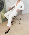 Elaine Kim Ruth High Waist Boot Flare Pant In White In White