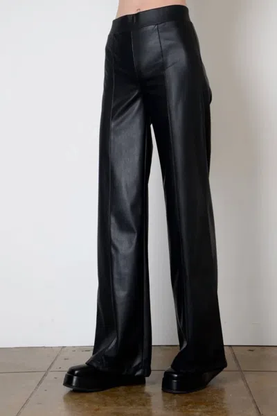 Elaine Kim Vegan Leather Wide Pant In Black