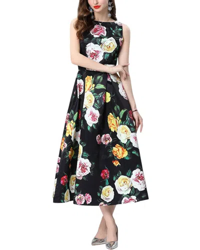 Elaine Midi Dress In Black & Flowers