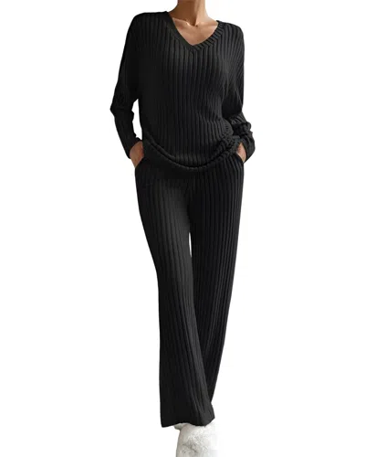 Elaine Pullover & Pant Set In Black