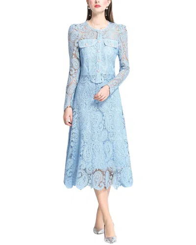 Elaine Shirt & Skirt Set In Blue