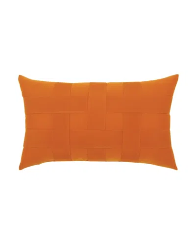Elaine Smith Basketweave Lumbar Sunbrella Pillow, Orange