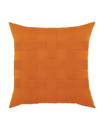 Elaine Smith Basketweave Sunbrella Pillow, Orange