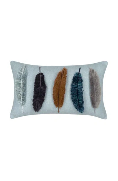 Elaine Smith Believe Handmade Feather Embroidered Applique Indoor & Outdoor Accent Pillow
