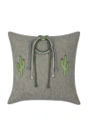 Elaine Smith Desert Bloom Hand Appliqued & Knotted Indoor & Outdoor Woven Accent Pillow