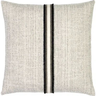 Elaine Smith Entity Linen With Chenille Band Applique Indoor & Outdoor Woven Accent Pillow In Sand