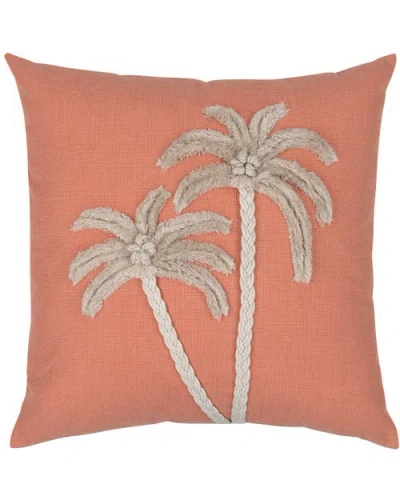 Elaine Smith Escape Handmade Applique Indoor & Outdoor Woven Accent Pillow In Orange