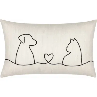 Elaine Smith Faithful Friends Hand Embroidered Indoor & Outdoor Woven Accent Pillow