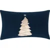 Elaine Smith Fraser Fir Handmade Applique Woven Accent Holiday Pillow In Blue