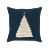 Elaine Smith Fraser Fir Handmade Applique Woven Accent Holiday Pillow In Blue