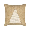 Elaine Smith Fraser Fir Handmade Applique Woven Accent Holiday Pillow In Gold