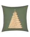 Elaine Smith Fraser Fir Handmade Applique Woven Accent Holiday Pillow In Green