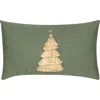 Elaine Smith Fraser Fir Handmade Applique Woven Accent Holiday Pillow In Green