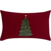Elaine Smith Fraser Fir Handmade Applique Woven Accent Holiday Pillow In Red