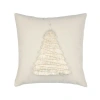 Elaine Smith Fraser Fir Handmade Applique Woven Accent Holiday Pillow In White