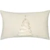 Elaine Smith Fraser Fir Handmade Applique Woven Accent Holiday Pillow In White