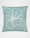 Elaine Smith Hibiscus Mist Rope Hand Appliqued Indoor & Outdoor Woven Accent Pillow