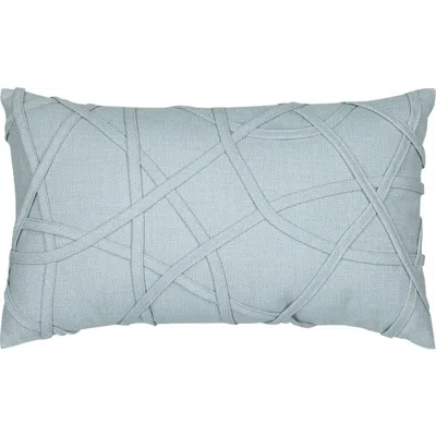 Elaine Smith Illusion Handmade Dimensional Applique Indoor & Outdoor Woven Accent Pillow In Blue