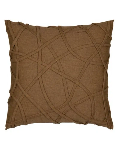 Elaine Smith Illusion Handmade Dimensional Applique Indoor & Outdoor Woven Accent Pillow In Brown