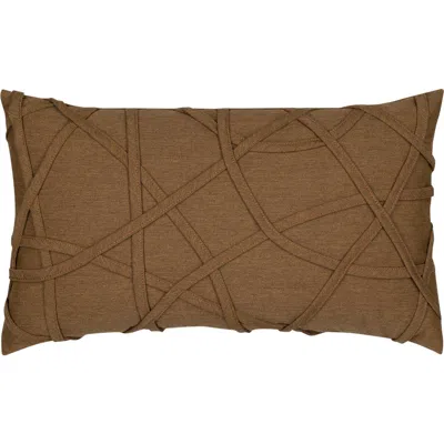 Elaine Smith Illusion Handmade Dimensional Applique Indoor & Outdoor Woven Accent Pillow In Brown