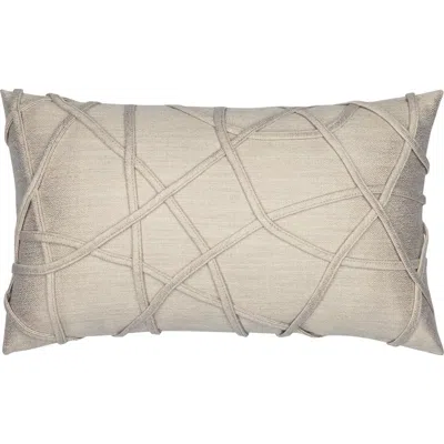Elaine Smith Illusion Handmade Dimensional Applique Indoor & Outdoor Woven Accent Pillow In Neutral