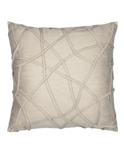 Elaine Smith Illusion Handmade Dimensional Applique Indoor & Outdoor Woven Accent Pillow In Neutral