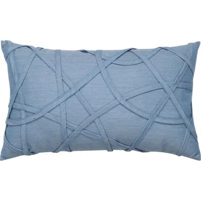 Elaine Smith Illusion Handmade Dimensional Applique Indoor & Outdoor Woven Accent Pillow In Blue