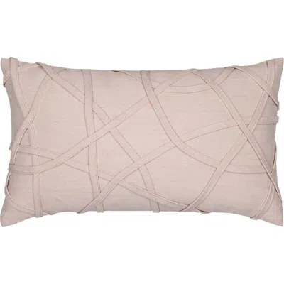 Elaine Smith Illusion Handmade Dimensional Applique Indoor & Outdoor Woven Accent Pillow In Pink