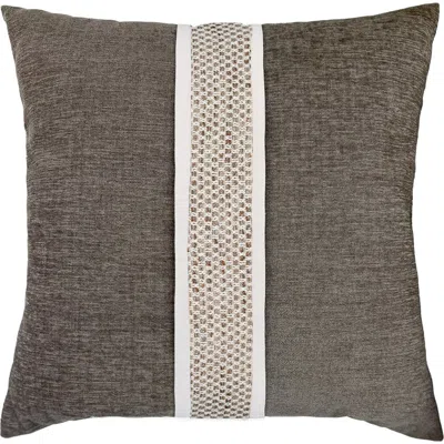 Elaine Smith Inlay Hand-crafted Paneled Indoor & Outdoor Woven Accent Pillow & Insert In Brown