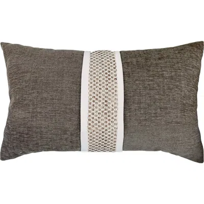 Elaine Smith Inlay Hand-crafted Paneled Indoor & Outdoor Woven Accent Pillow & Insert In Gray