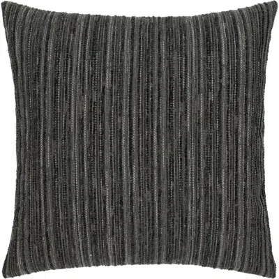 Elaine Smith Luxe Stripe Chenille & Boucle Textured Indoor & Outdoor Woven Accent Pillow In Black