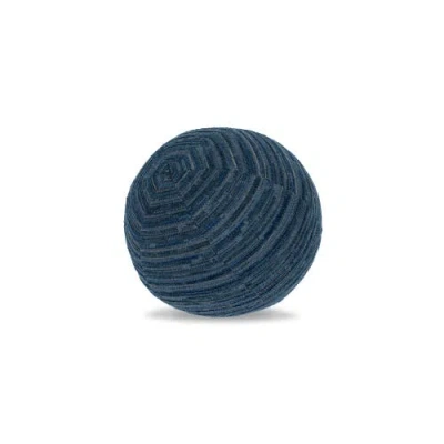 Elaine Smith Luxe Stripe Chenille & Boucle Textured Indoor & Outdoor Woven Orb Pillow In Blue