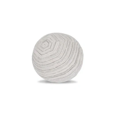Elaine Smith Luxe Stripe Chenille & Boucle Textured Indoor & Outdoor Woven Orb Pillow In Gray