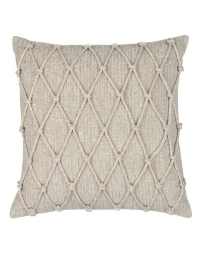 Elaine Smith Macrame Fawn Hand Knotted Indoor & Outdoor Woven Accent Pillow In Brown