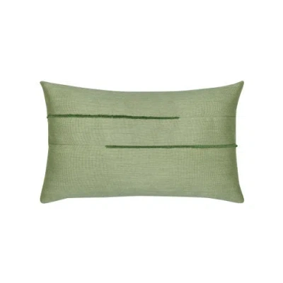 Elaine Smith Micro Fringe Meadow Indoor & Outdoor Woven Accent Lumbar Pillow With Chenille Accents In Green