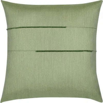 Elaine Smith Micro Fringe Square Indoor & Outdoor Square Woven Accent Pillow With Chenille Accents In Green