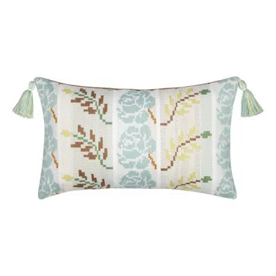 Elaine Smith Revival Botanical Indoor & Outdoor Woven Accent Pillow & Insert In Blue