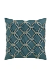Elaine Smith Rope Hand Knotted Macrame Indoor & Outdoor Woven Accent Pillow In Blue