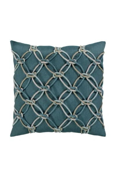 Elaine Smith Rope Hand Knotted Macrame Indoor & Outdoor Woven Accent Pillow In Blue
