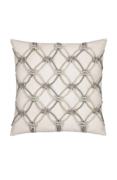 Elaine Smith Rope Hand Knotted Macrame Indoor & Outdoor Woven Accent Pillow, 20x20 In Gray