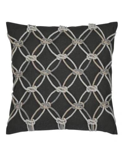 Elaine Smith Rope Hand Knotted Macrame Indoor & Outdoor Woven Accent Pillow, 20x20 In Black