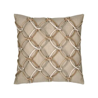 Elaine Smith Rope Hand Knotted Macrame Indoor & Outdoor Woven Accent Pillow In Neutral