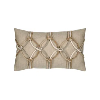 Elaine Smith Rope Hand Knotted Macrame Indoor & Outdoor Woven Accent Pillow In Brown