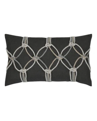 Elaine Smith Rope Hand Knotted Macrame Indoor & Outdoor Woven Accent Pillow In Black