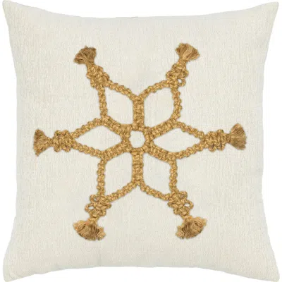 Elaine Smith Snowflake Gold Indoor & Outdoor Woven Accent Holiday Pillow